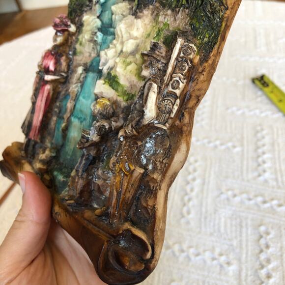 VTG 70s Triberg Germany 3‑D Resin Wall Plaque Waterfall Black Forest Folk Art - Picture 6 of 10